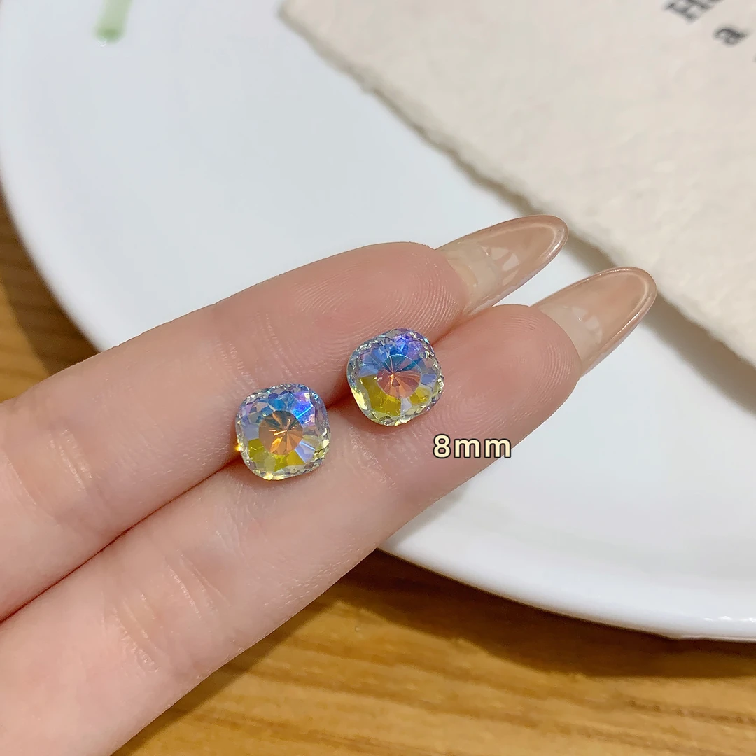 铜合金耳饰 几何幻彩系列3件套耳骨钉个性锆石精致养耳洞华子耳钉