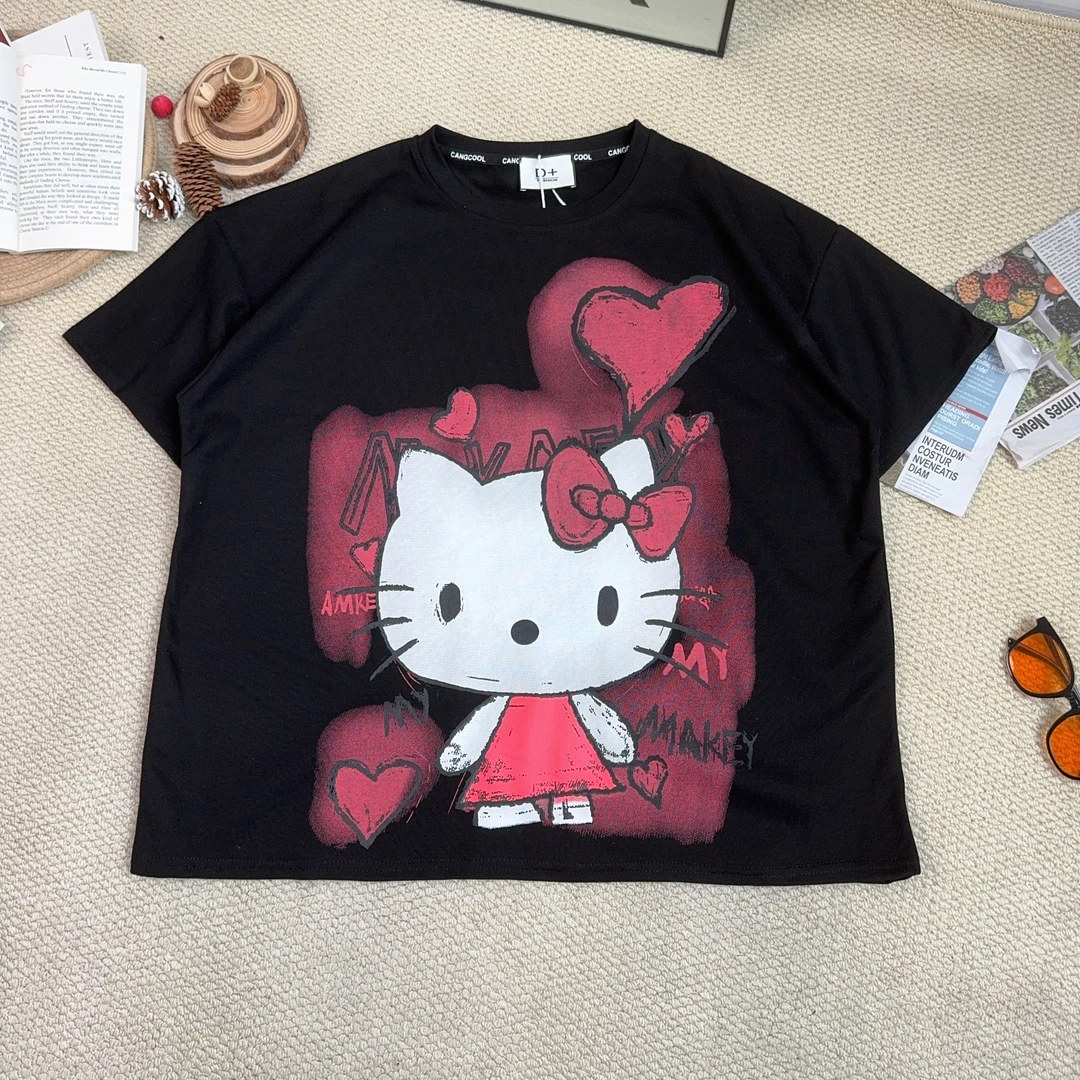 2025春季新款宽松百搭时尚卡通印花短袖T恤9360