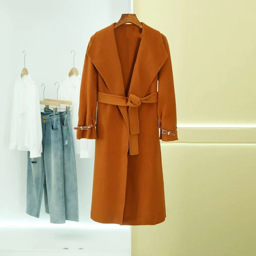 【A359】秋冬新羊毛女中长款双面毛呢外套大衣