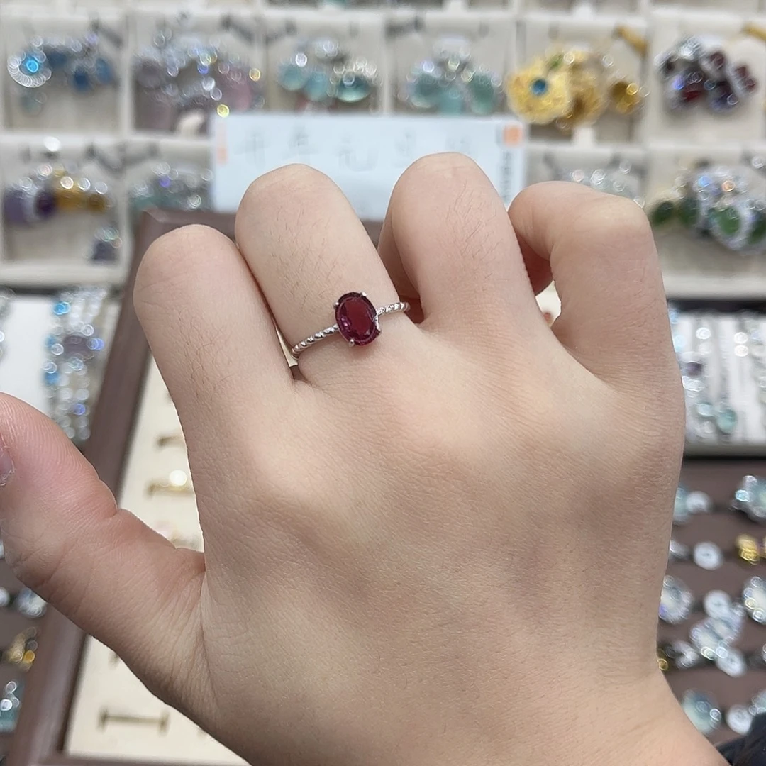 石榴石戒指银S925镶嵌