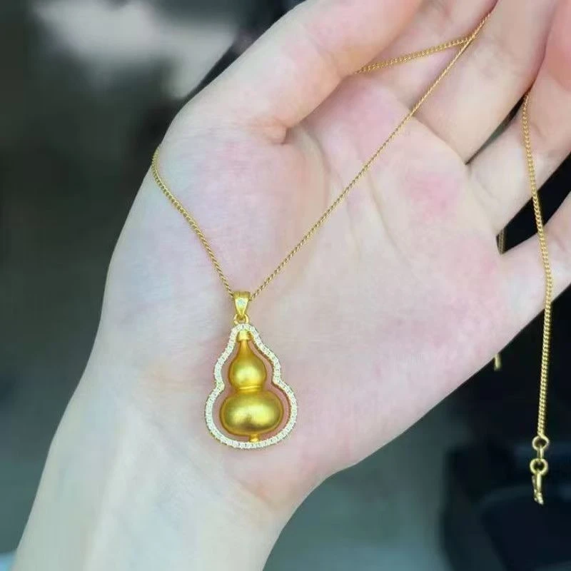 铜合金项链 小众百搭金色葫芦项链女新款时尚潮流锁骨链礼物