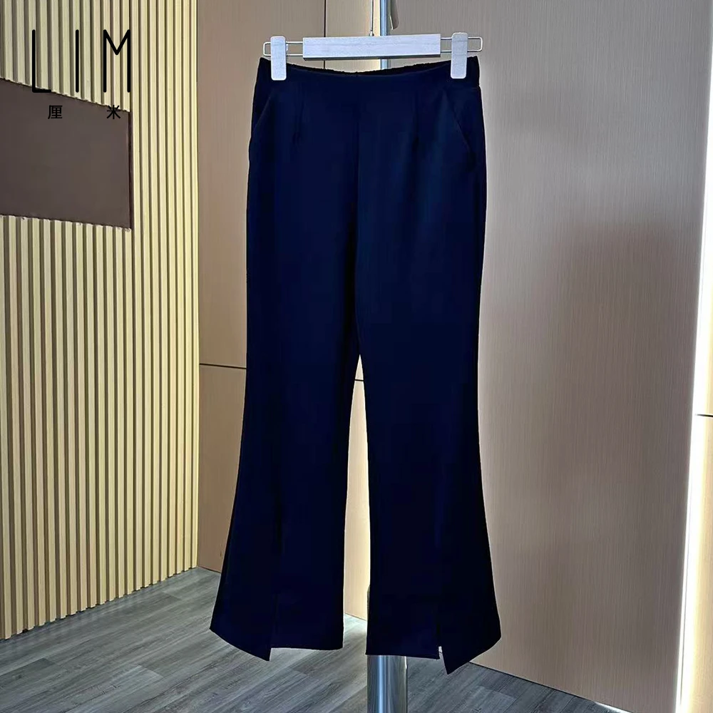 LIM厘米家松紧腰微喇裤醋酯纤维直筒显瘦窄版时尚裤夏季