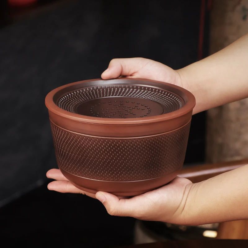 紫陶壶承大容量茶渣缸高档壶垫储水配件蓄水养壶台功夫茶具1800ML