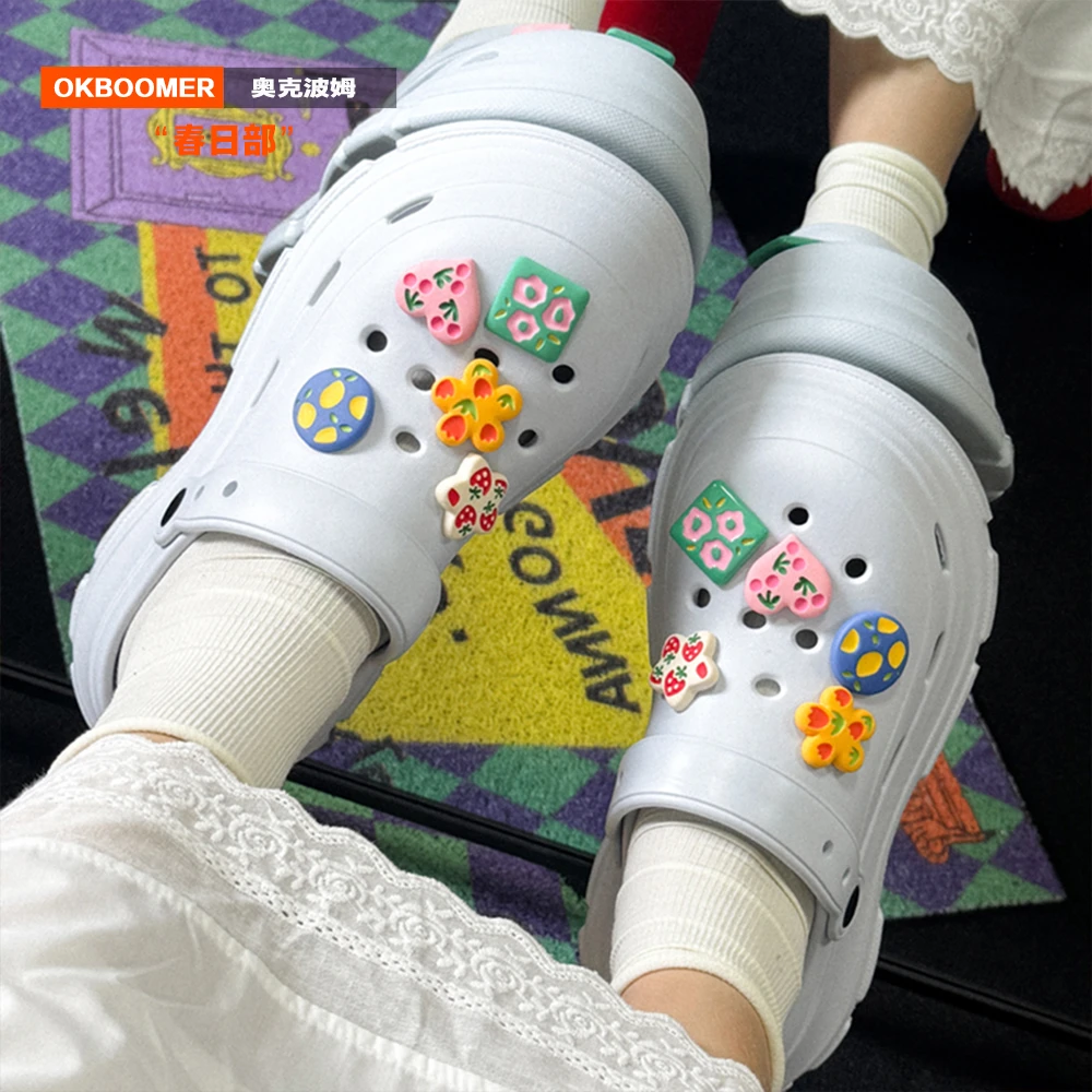 OKBOOMER春日部洞洞鞋2025夏季少女欧若风时尚百搭拖鞋女鞋外穿