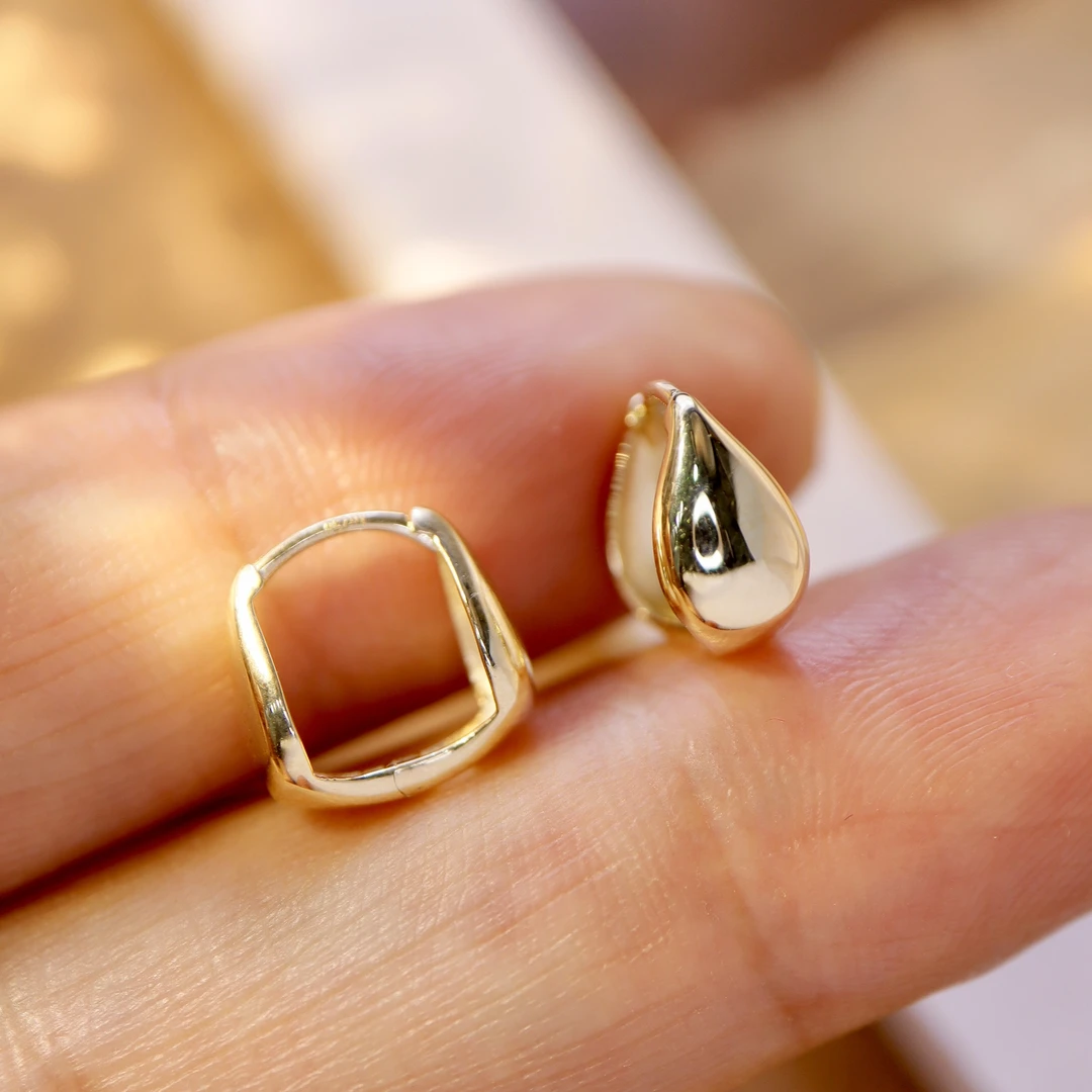 18K金水滴耳环精致百搭