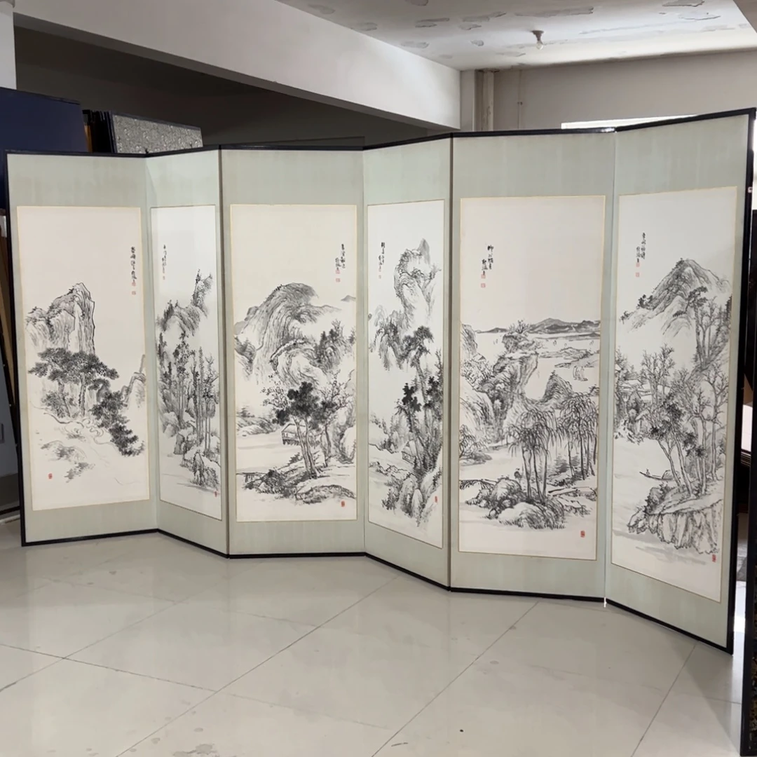 绘画屏风框画茶空间设计