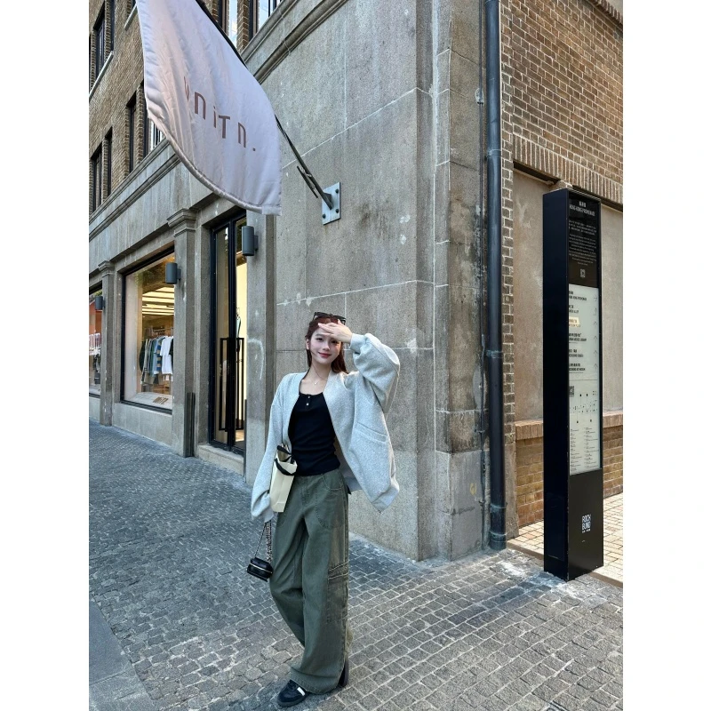 美式复古气质套装女秋季宽松时尚卫衣外套高腰休闲阔腿裤两件套潮