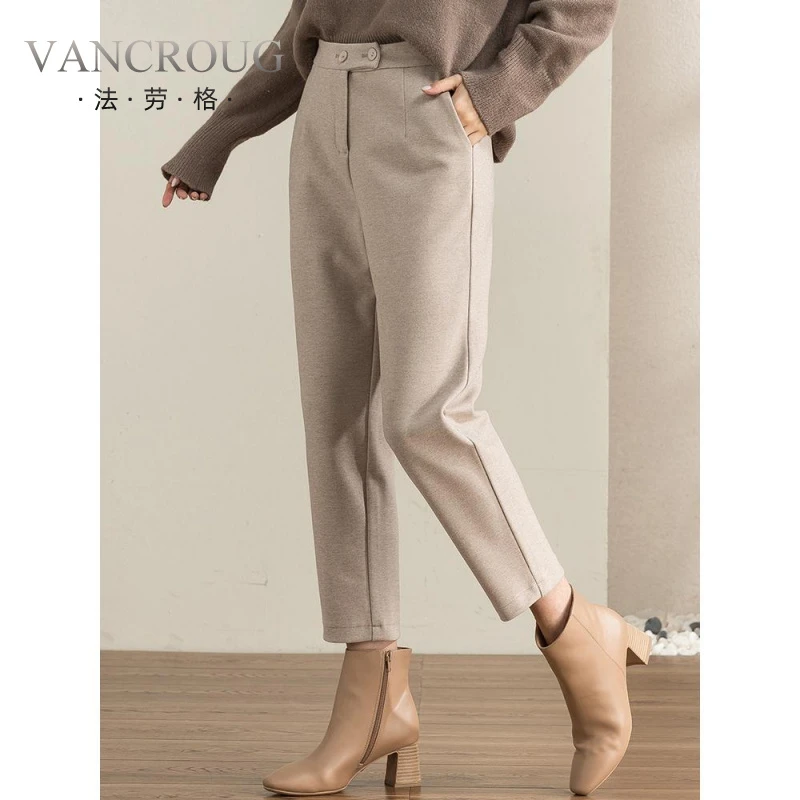 法劳格毛呢裤子女秋冬2025新款冬季八分女裤小个子九分哈伦裤老爹