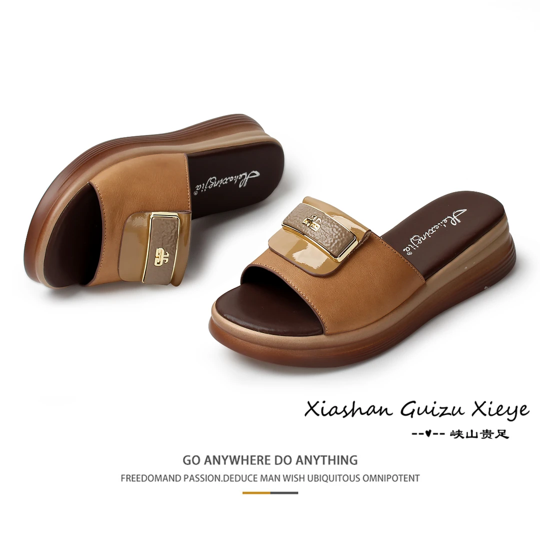 新款 特大码41 42高品质真皮高档舒适平底防滑妈妈鞋 2388-1