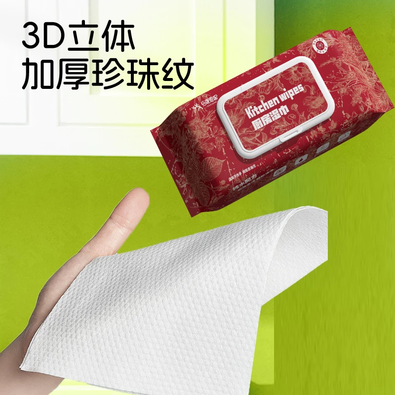 小鹿恩妮新年厨房湿巾带盖专用一次性去油去污加厚抹布厨房6包