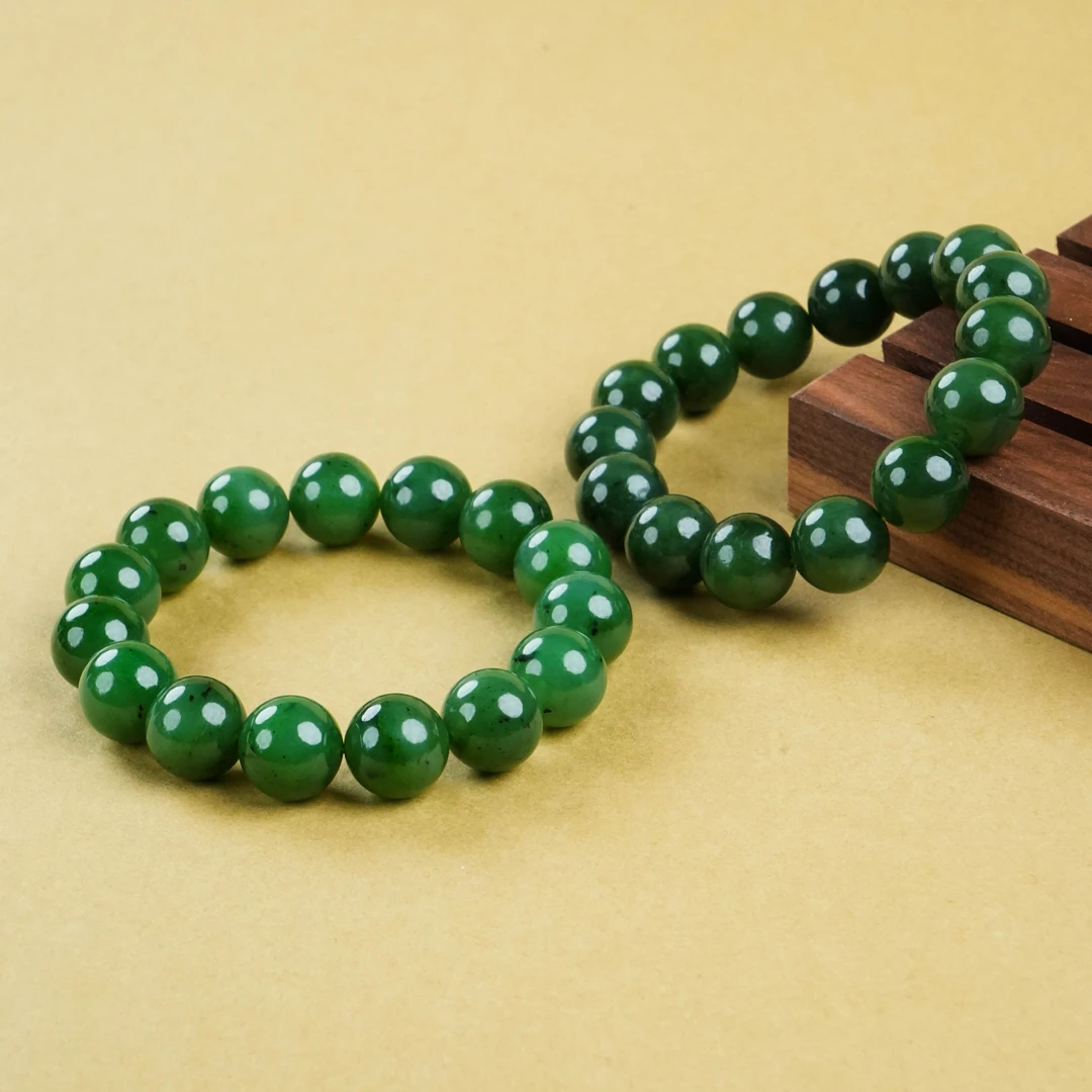 SC-150天然和田玉碧玉14mm 手串 微矿点【多样性发其一】