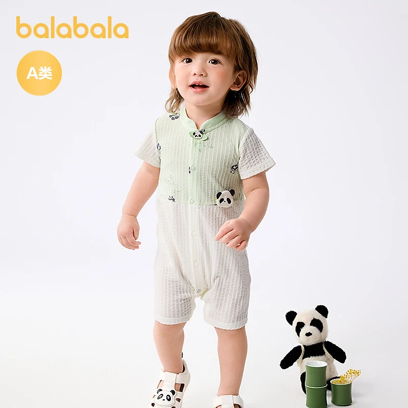 巴拉巴拉新生儿衣服宝宝连体衣纯棉哈衣爬服2025新款夏装国风萌趣