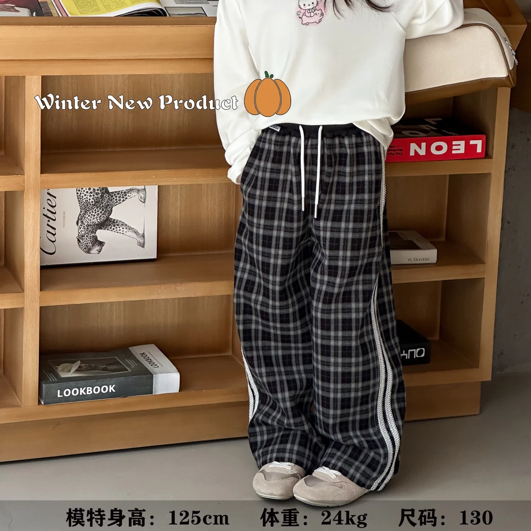NGT 2025新款冬款童装儿童女童中大童花边直筒裤(非常足码) 59367