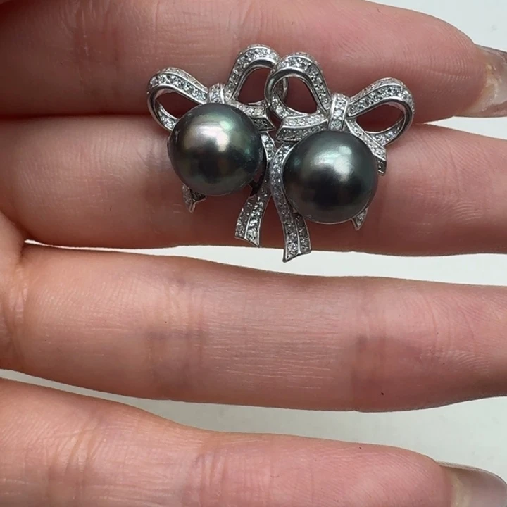 银S925镶嵌海水珍珠耳饰