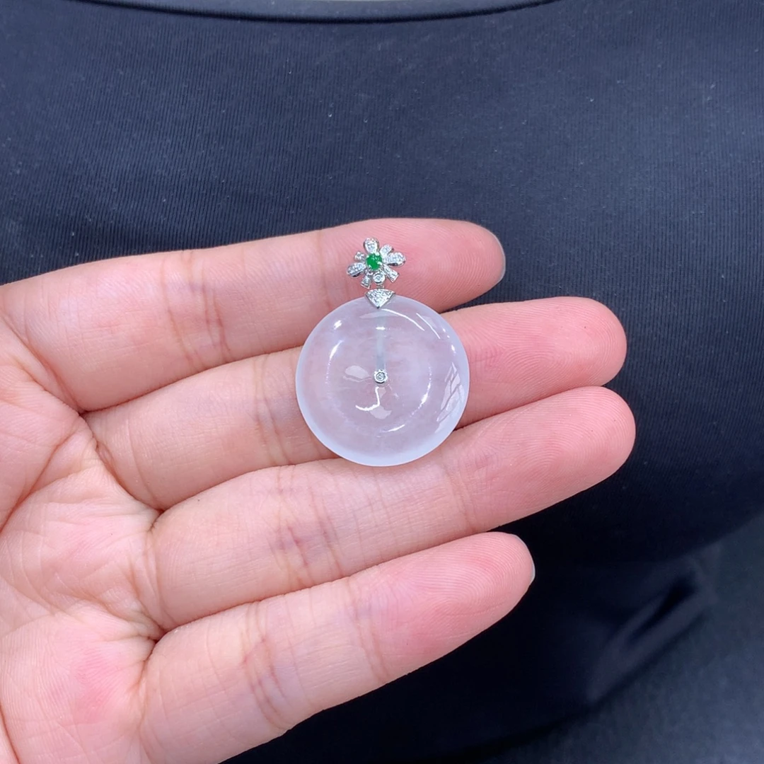 吊坠(不含链)18K金镶嵌翡翠吊坠
