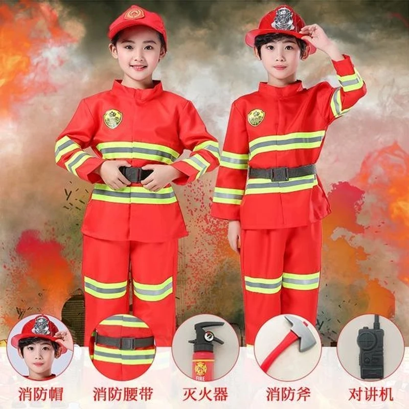 消防员秧歌儿童男女小孩职业体验角色扮演衣服演出服玩具表演套装