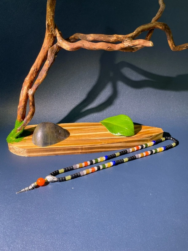 和田玉多宝创意蛇型手持手串项链 和田玉南红缅黄