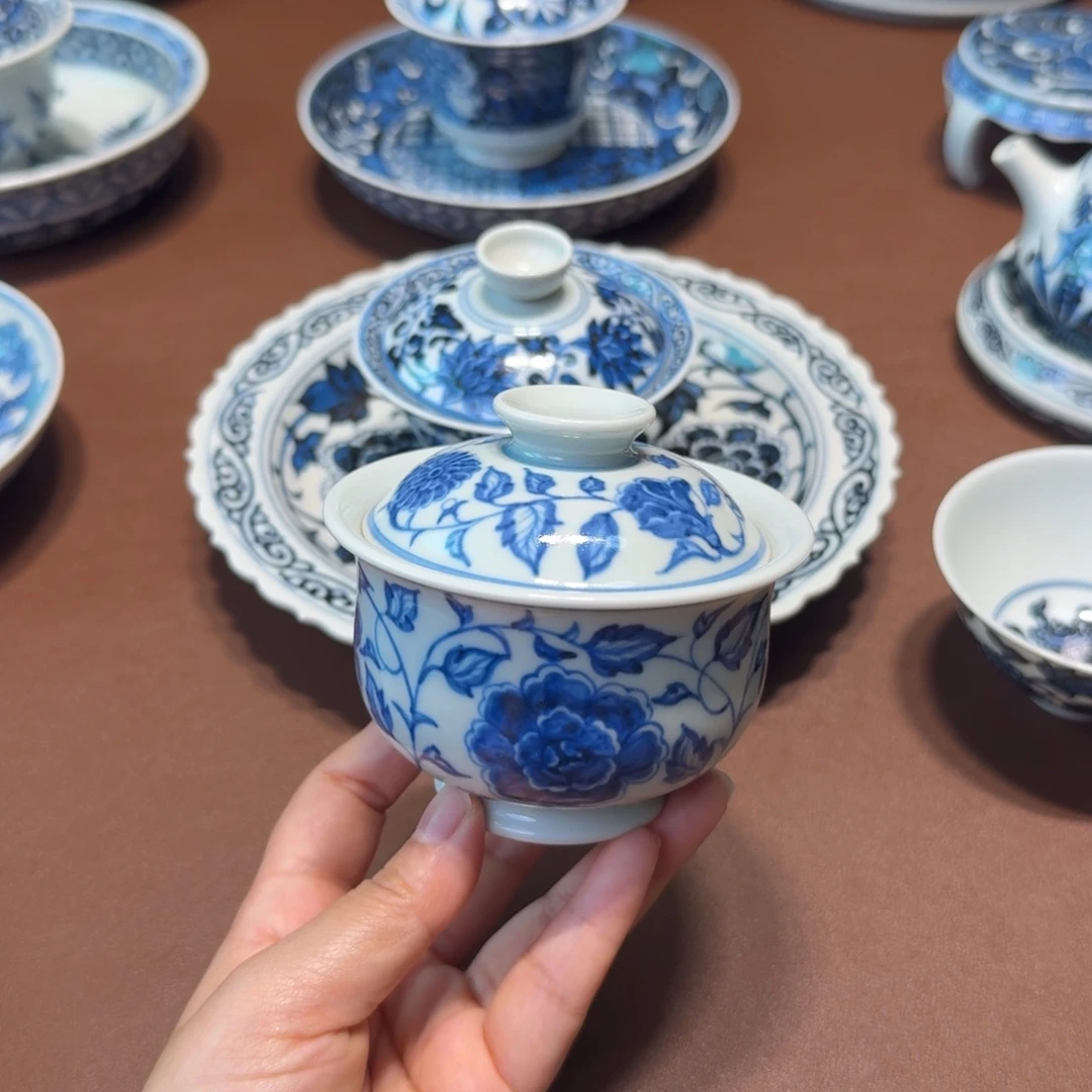 手工手绘茶具盖碗