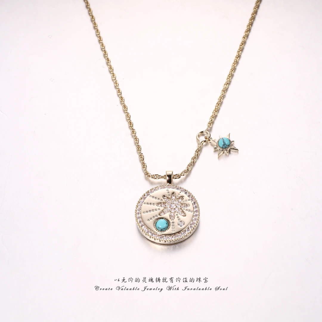 铜合金项链 【Lisa Nik】美·星芒圆牌个性项链（54cm） LSK-C-30815