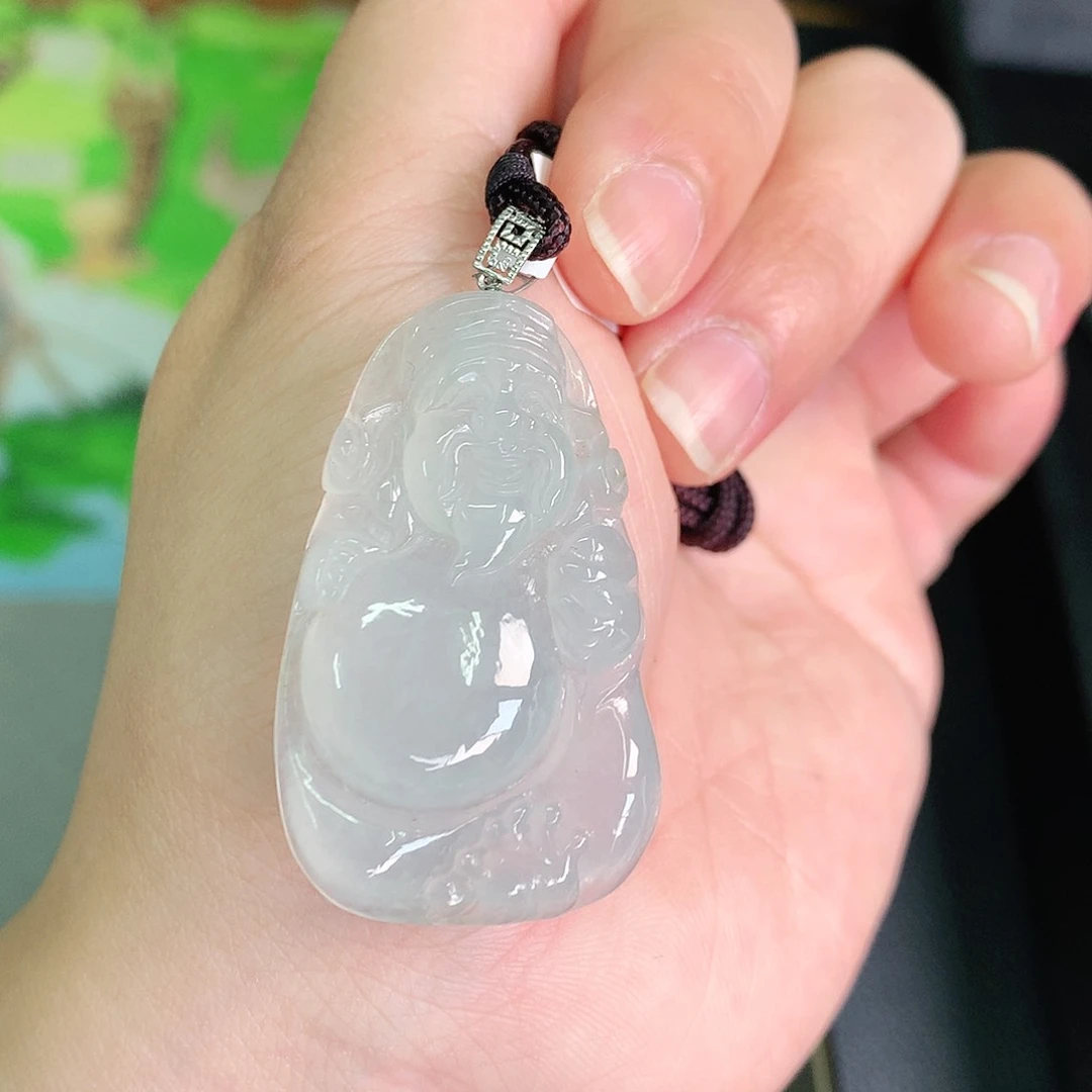 翡翠颈饰18K金镶嵌冰胶财神爷41.6*26.7*5.7