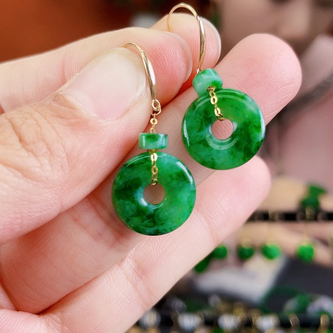 翡翠18K金镶嵌耳饰