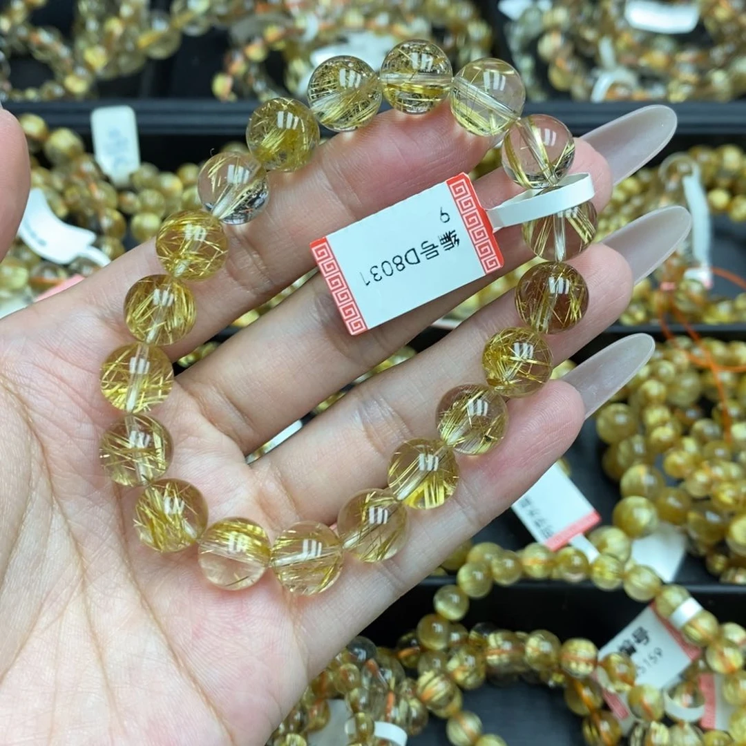 背***尘发晶手串未镶嵌阿李水晶钛晶D80319J