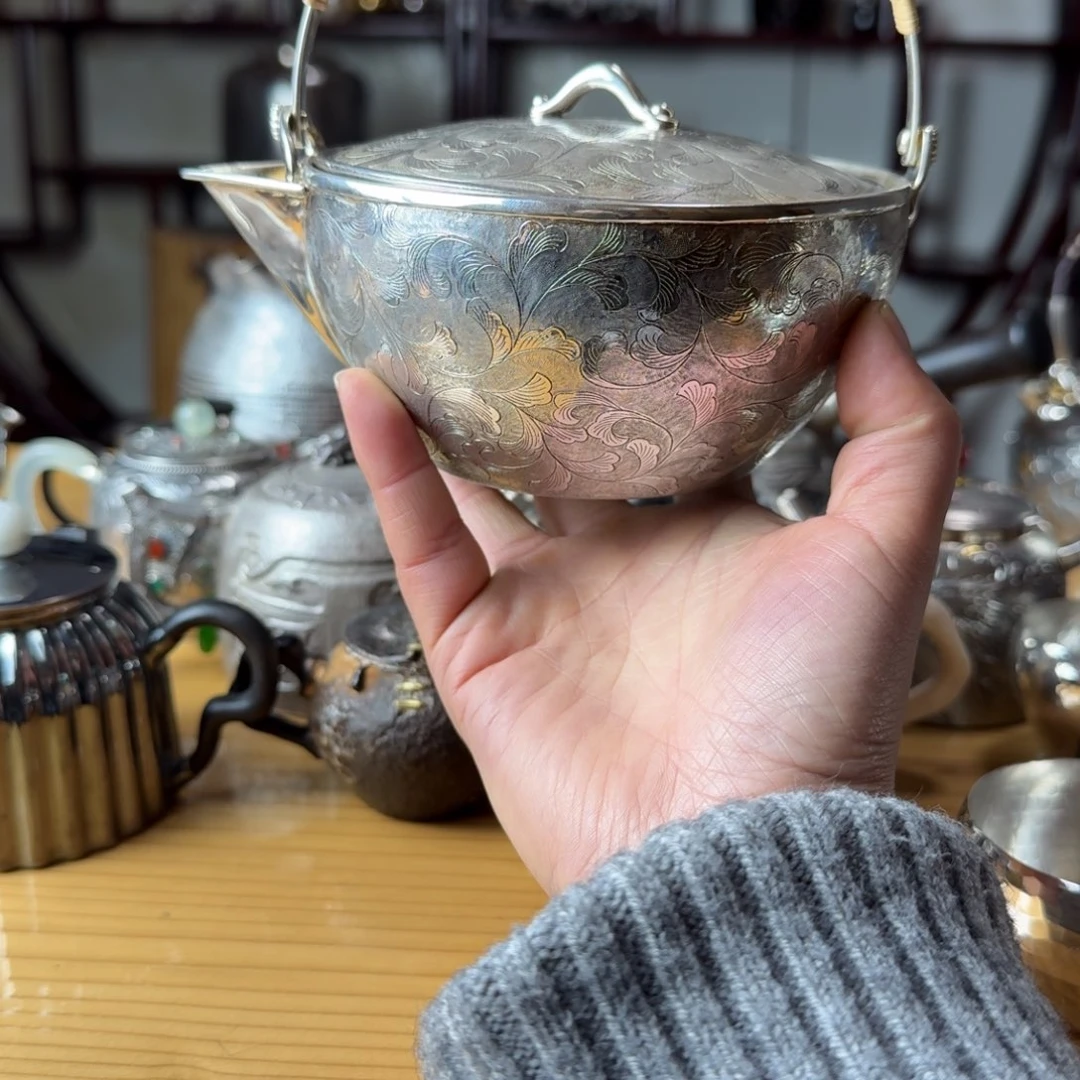 足银999纯手工日式提梁壶