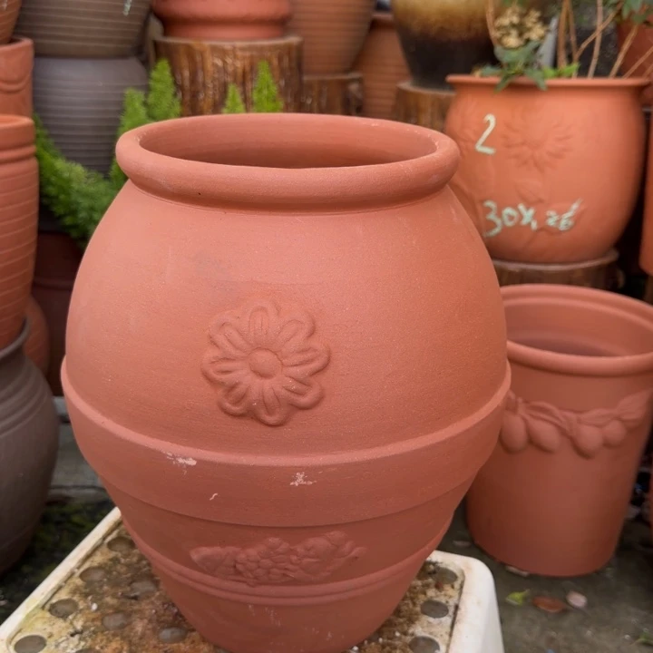 紫砂花盆口21高35宜兴紫砂 粗糙正常