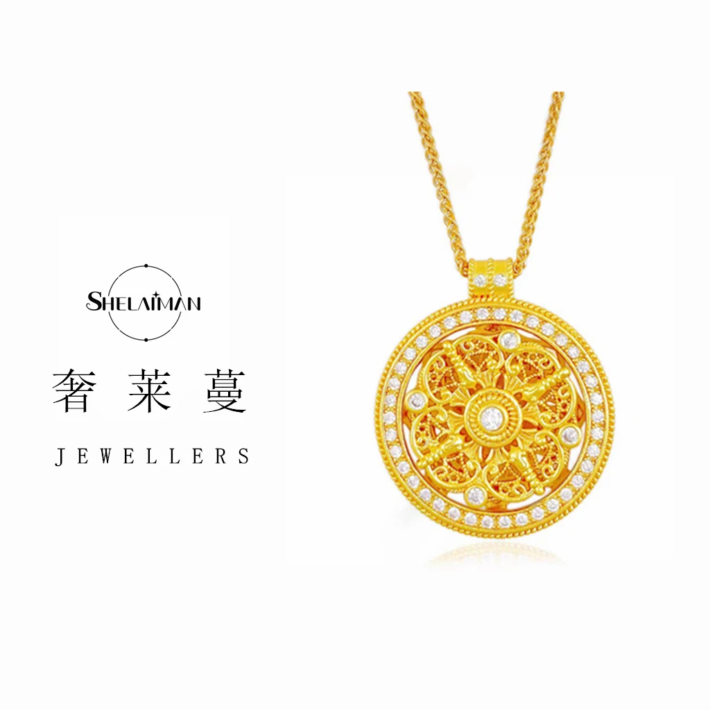 奢莱蔓/SHELAIMAN 新中式【八宝罗盘 】时来运转可转动项链L01