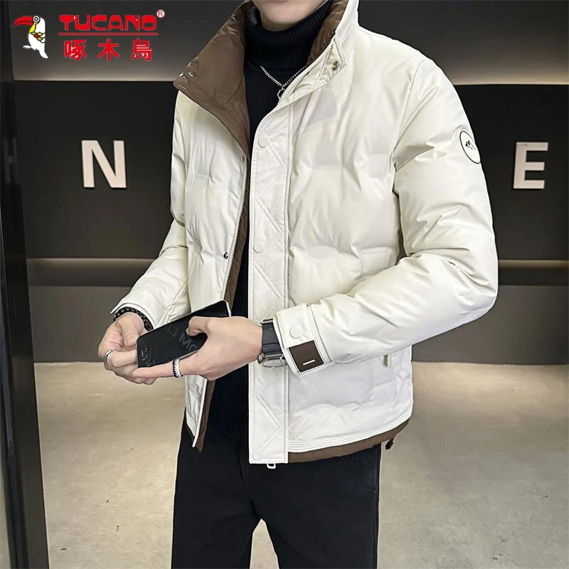 啄木鸟加绒加厚爸爸冬装保暖外套中老年男装冬季防寒高档夹克棉服