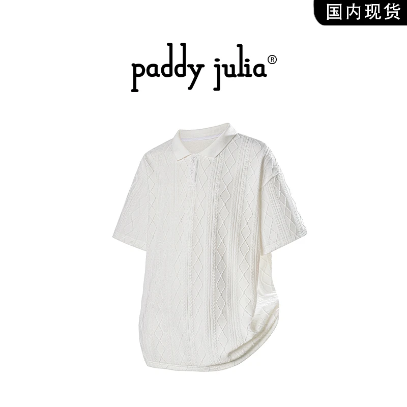 Paddy julia短袖t恤男款夏季polo领潮牌情侣休闲宽松半袖体恤男装