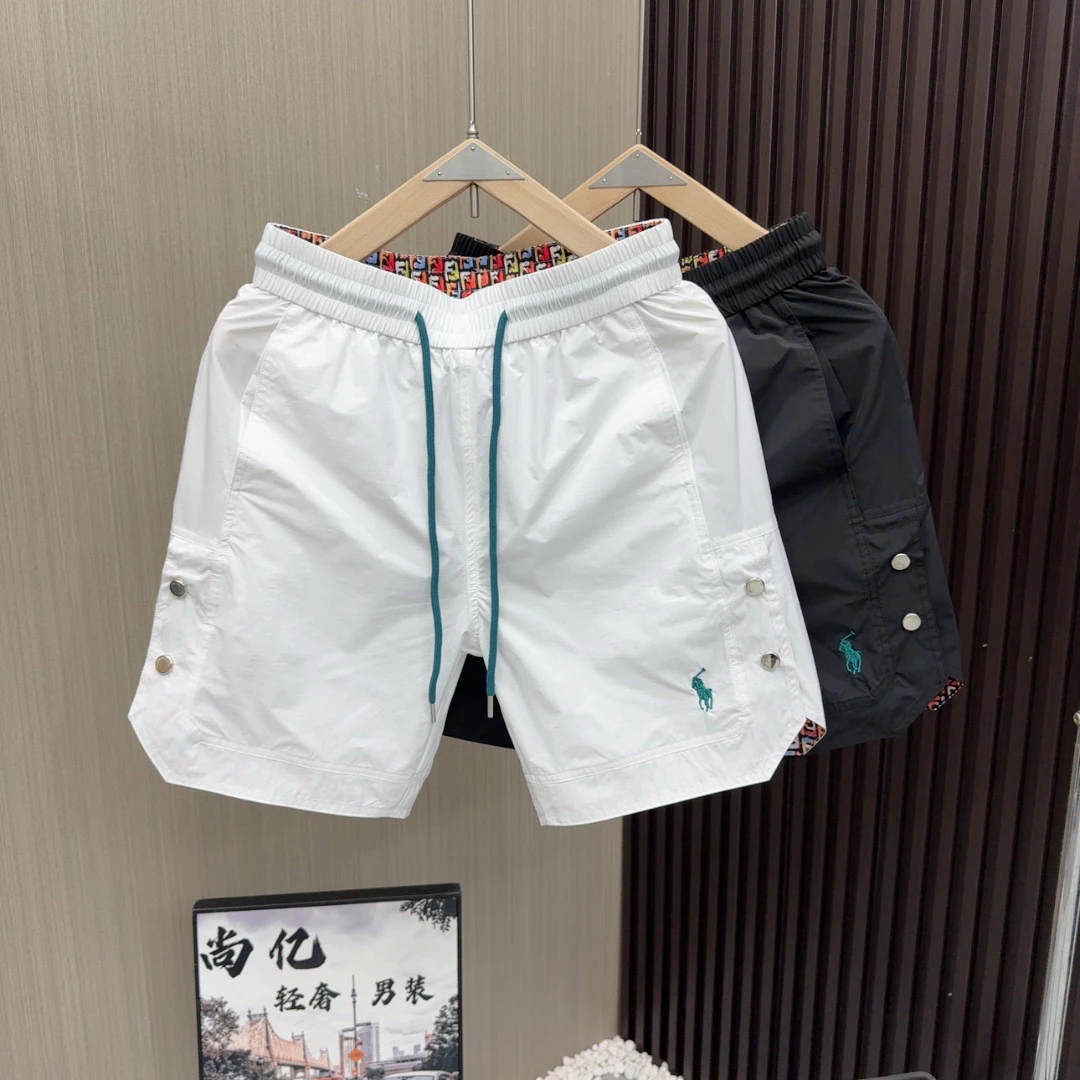 【高端欧货】亿伽夏季新款高品质重工艺刺绣按扣时尚气质短裤男士