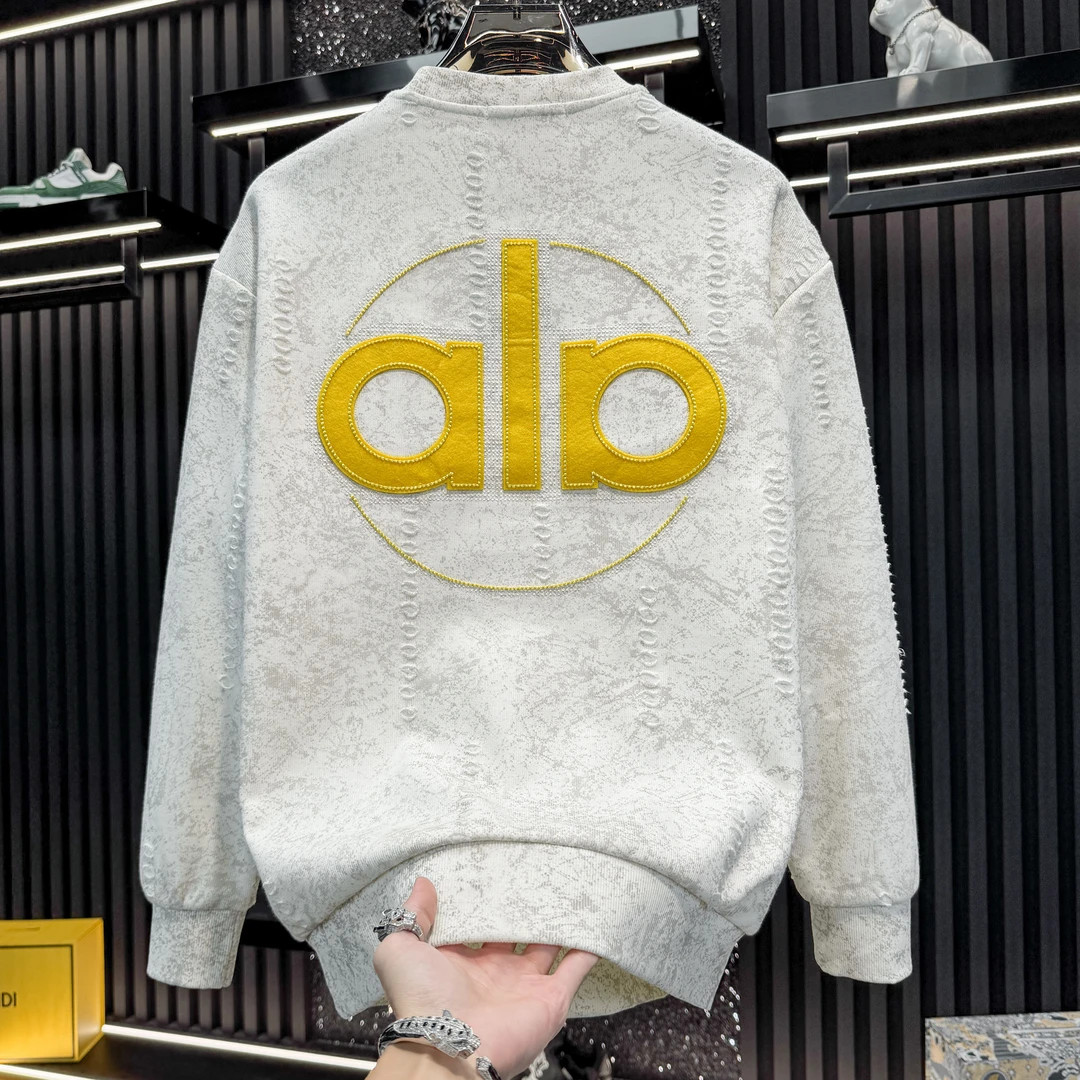 NENMIHONCHE/内米霍切欧货男士高端刺绣破洞套头卫衣春秋季潮长袖