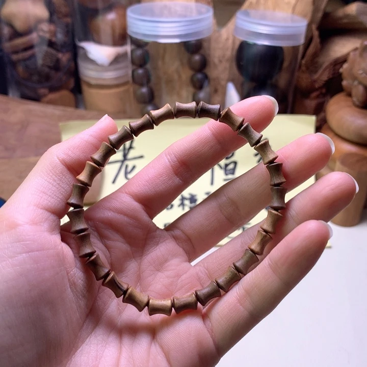 檀香木无事牌檀香竹节手串