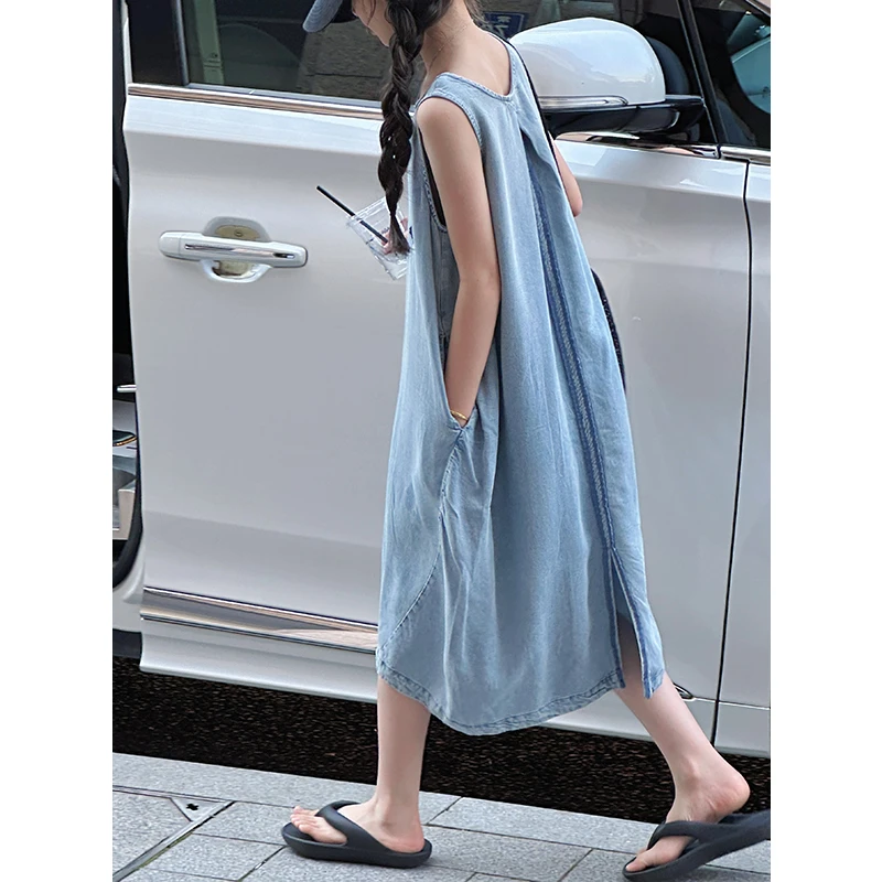 K29029超薄女童牛仔连衣裙2025新款夏装儿童洋气休闲裙子背心裙潮