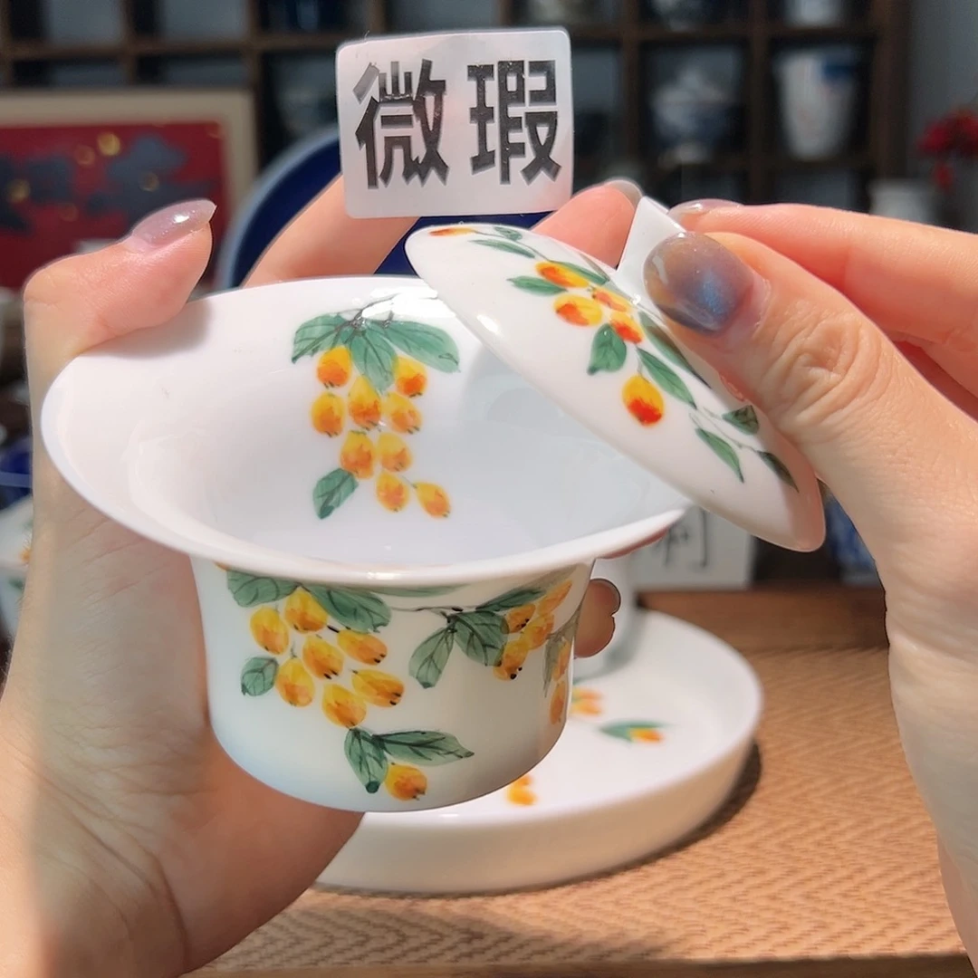 【闪购商品】微瑕 手绘 盖碗