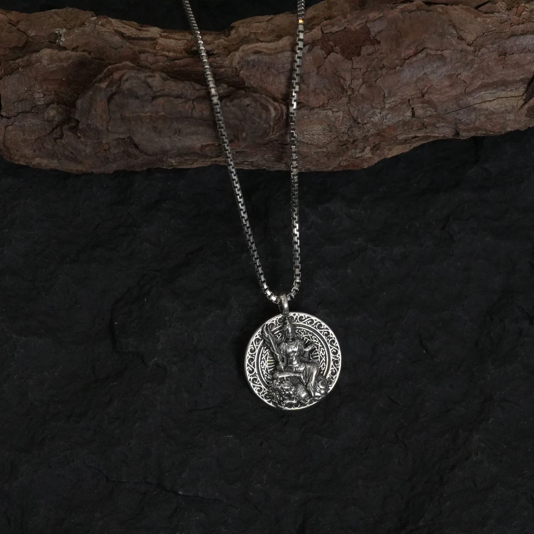 坠链均925银 【文殊牌】文殊手工心念感秋冬时尚做旧银饰项链陆叁人