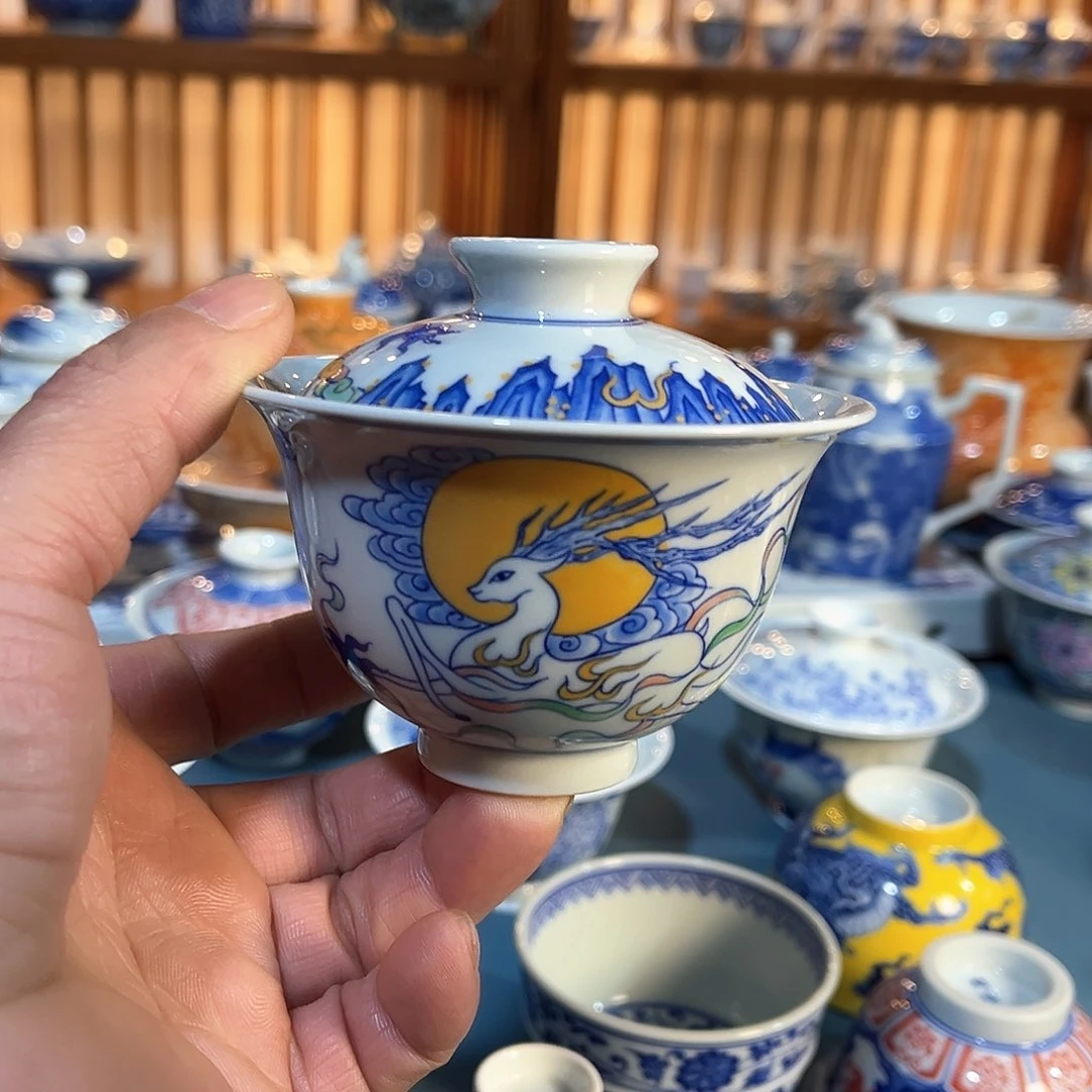 缘*～錡镇堂手工手绘盖碗