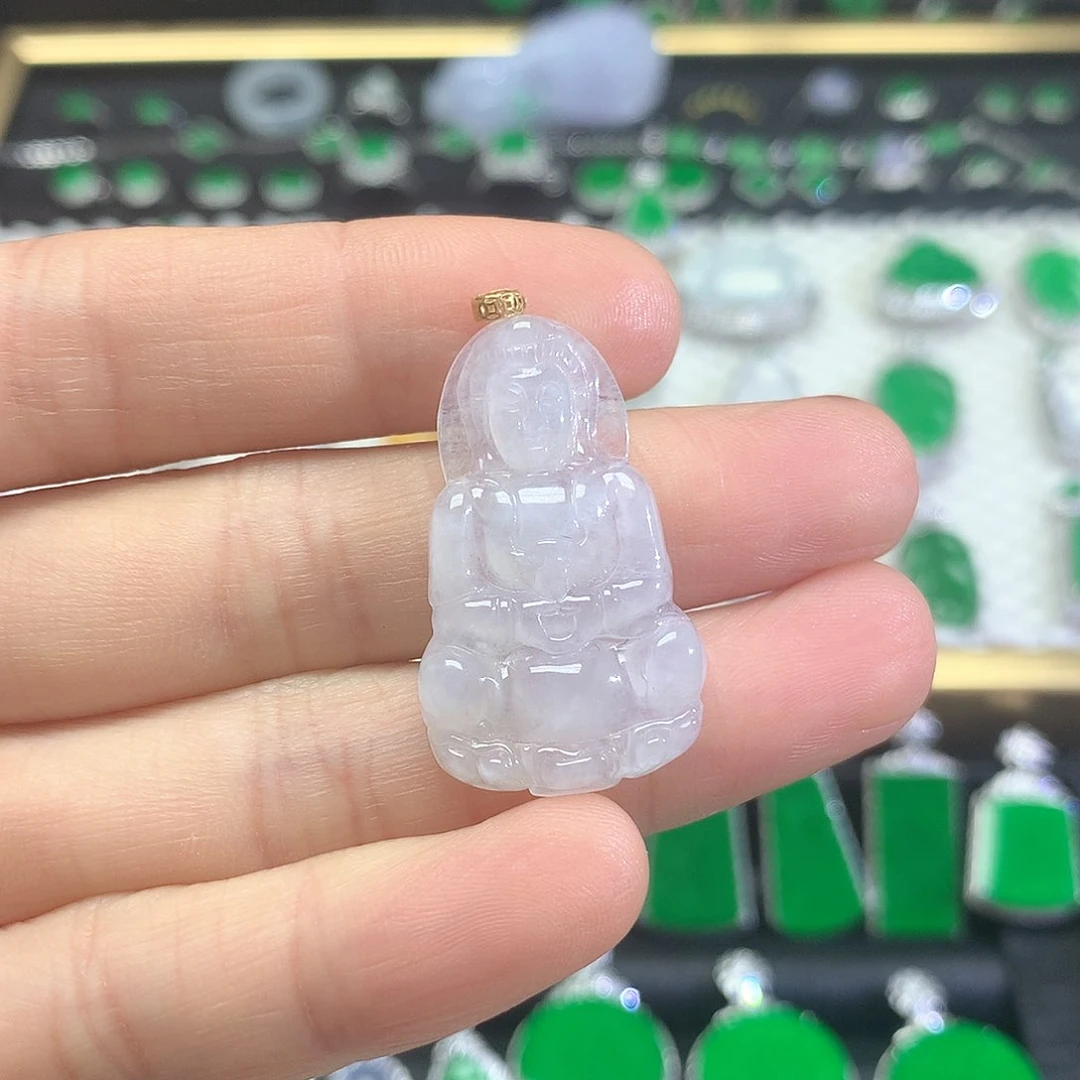 颈饰18K金镶嵌翡翠吊坠