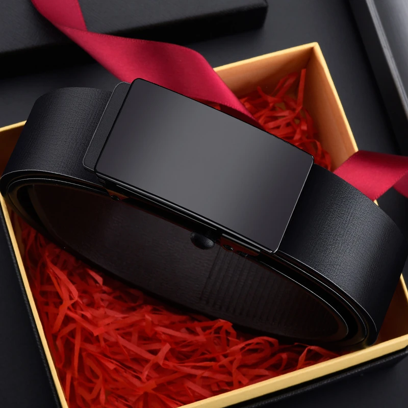 【外贸爆款】男士皮带真皮无牙自动扣牛皮腰带男商务休闲潮流裤带