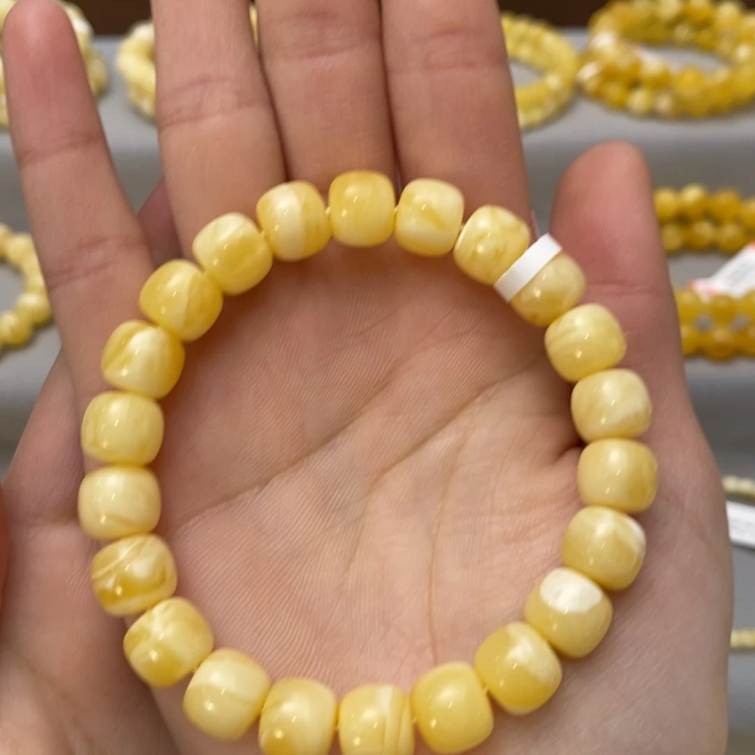 琥珀未镶嵌裸石天然面料9.7手串