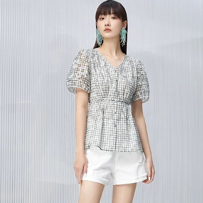 350788【韩系列】V领收腰设计感衬衫324X1228