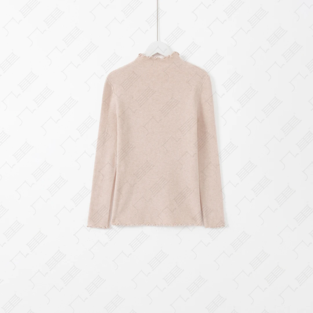 几里与麻 木耳边纯色简约修身打底针织衫 衣长58胸围70 2120204