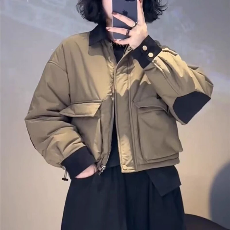 欧货加棉外套女短款小个子棉衣2025新款秋冬高级感宽松百搭棉服