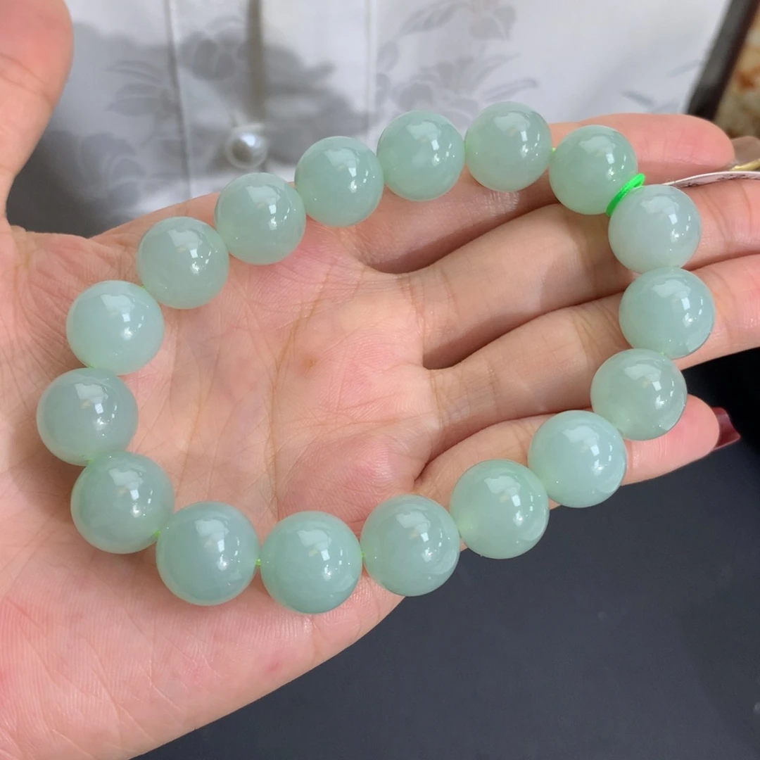 翡翠未镶嵌手串卡12细润晴绿手串