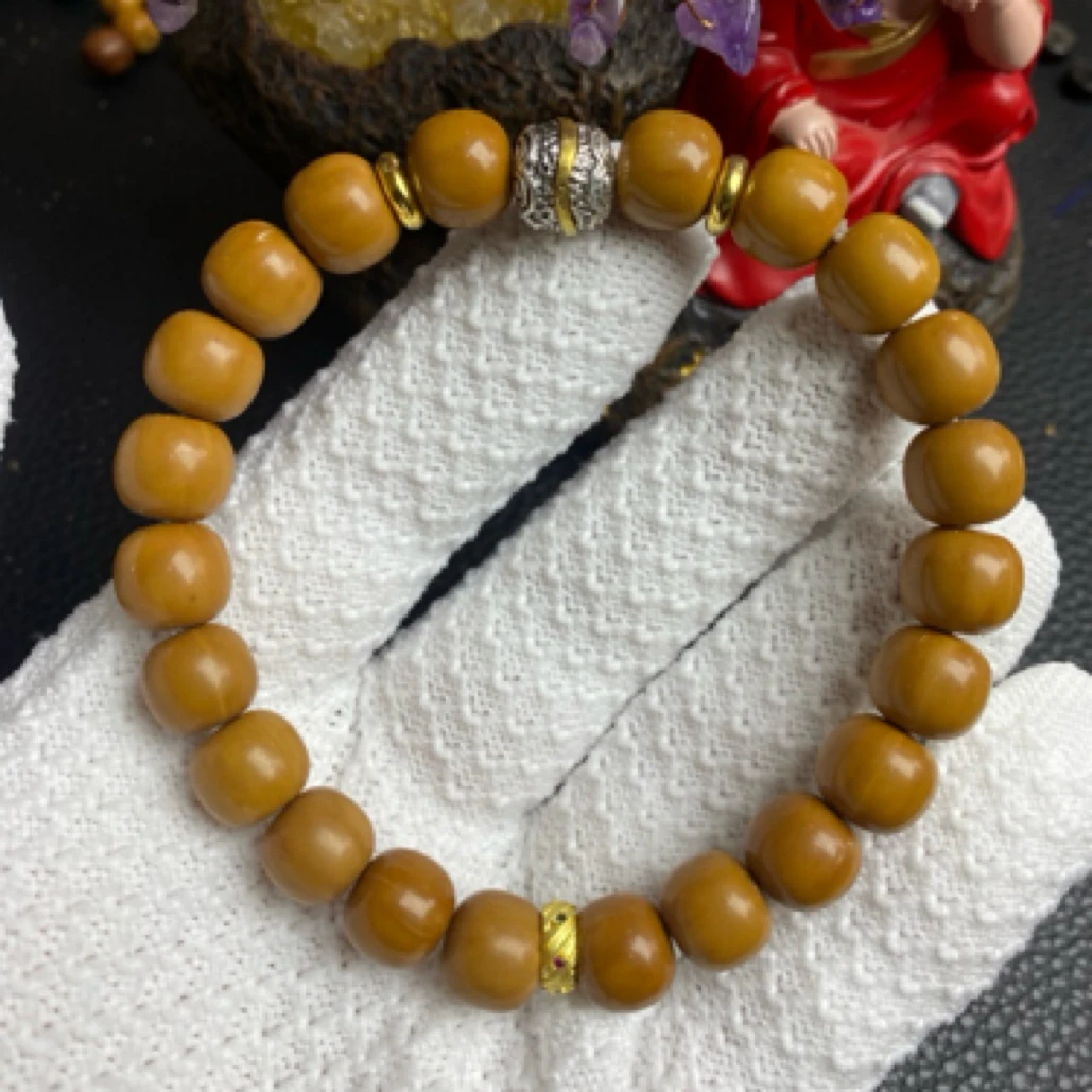 猴头雕刻紧箍咒老型珠微瑕油点手串卡10左右 A398