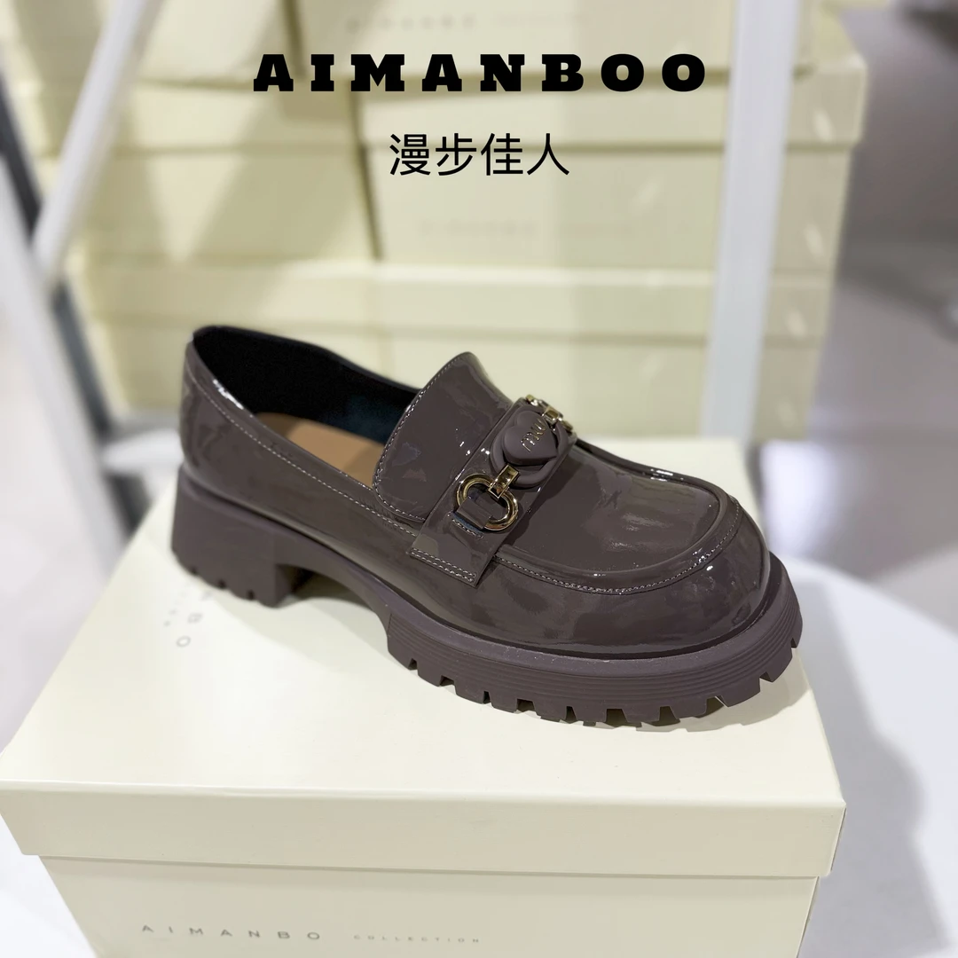 【漫步佳人】3521 23402乐福鞋春季圆头浅口百搭漆皮女鞋舒适皮鞋