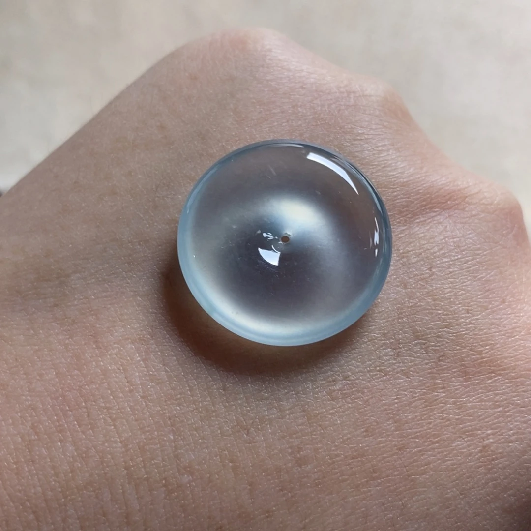 翡翠未镶嵌颈饰高冰玻璃种淡晴底起杠冰润纯净平安扣吊坠23.8-5.4