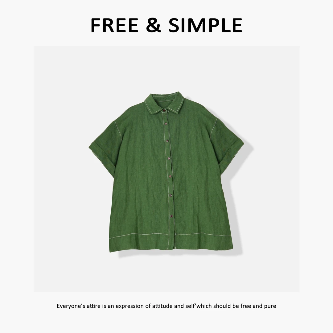 Free&Simple-‘山本’极简时尚25夏季亚麻净版衬衣-J7260