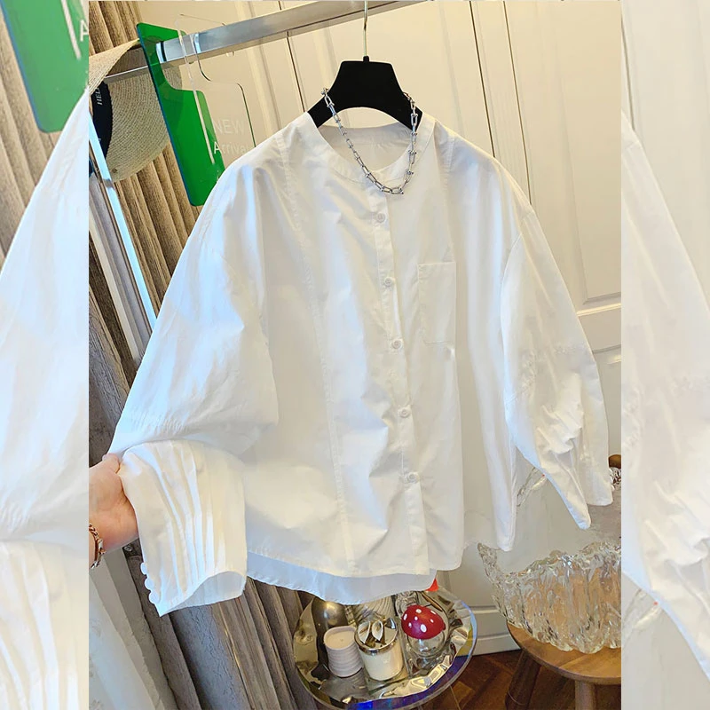 独特法式高级设计感小众衬衫优雅气质减龄洋气上衣女纯色百搭衬衣